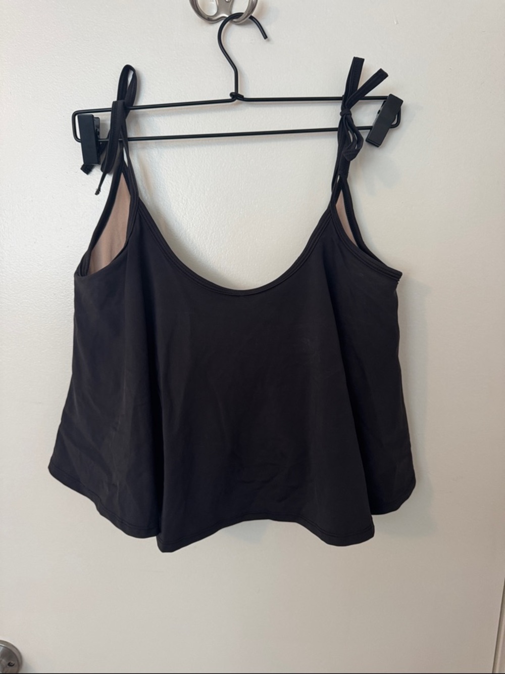 Kortni Jeane Black Tie-Shoulder Swing Swim Top